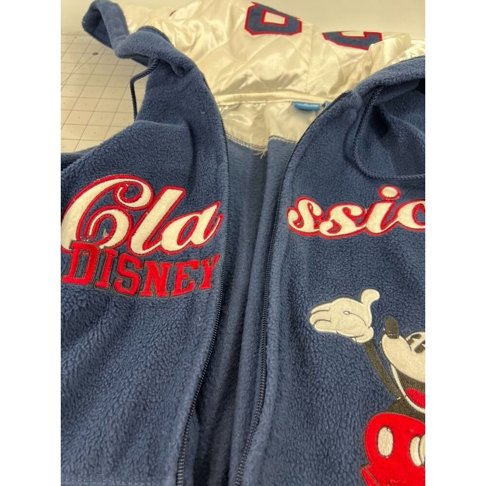 Vintage Disney Classic Mickey Fleece Jacket w/ Hood Women’s Sz. L Blue & White - Picture 5 of 13